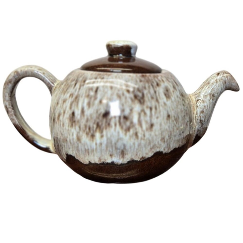 Vintage Pottery Teapot, Clay Pottery Drip Glazed, Single Cup Teapot, Hand Made,